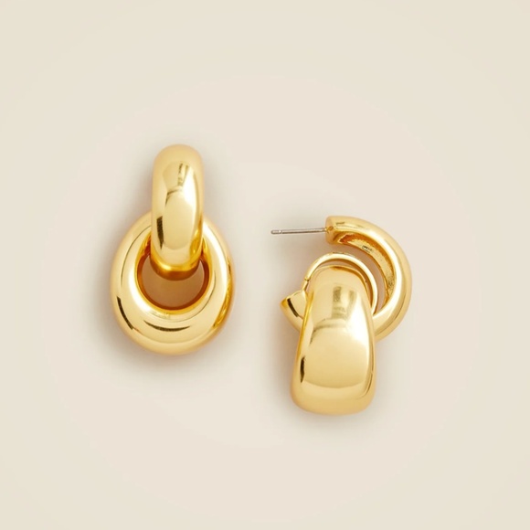 New JCREW Rounded Chainlink Earrings in Shiny Matte Gold $49 BX849 - Picture 1 of 4